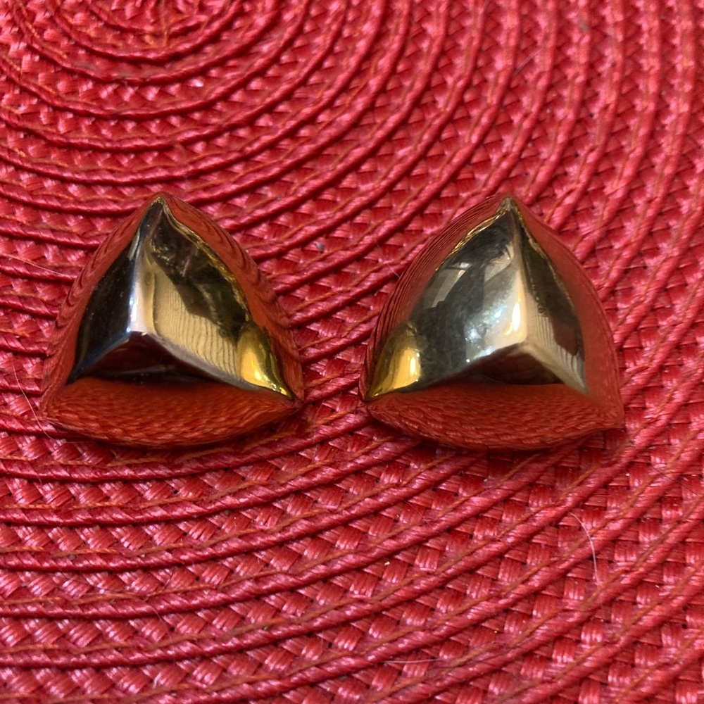 Bundle 5, get 20% off - Vintage Polished Brass Raised Pyramid-Shaped Earrings